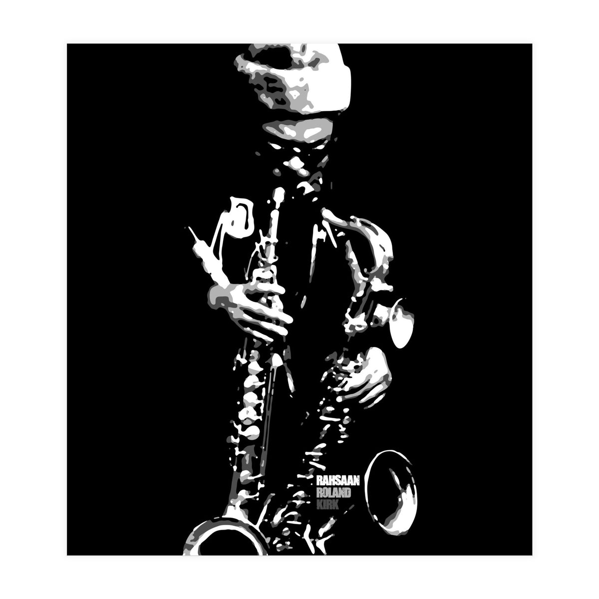 Rahsaan Roland Kirk Jazz Music Legend in Grayscale (Print Only)