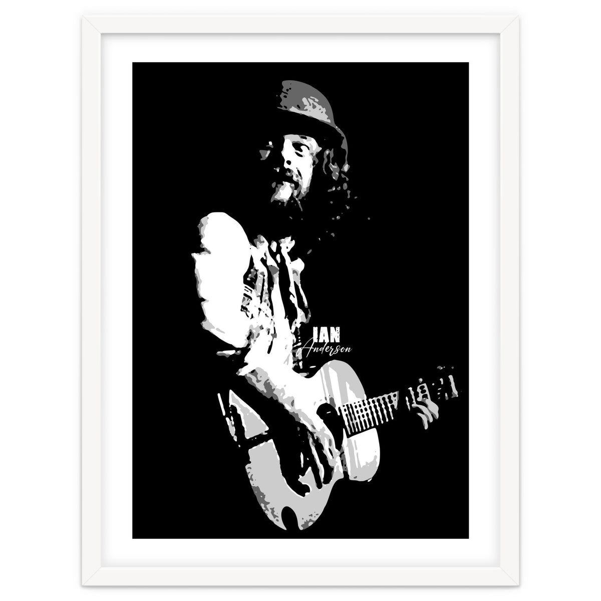 Ian Anderson Rock Music Legend in Grayscale