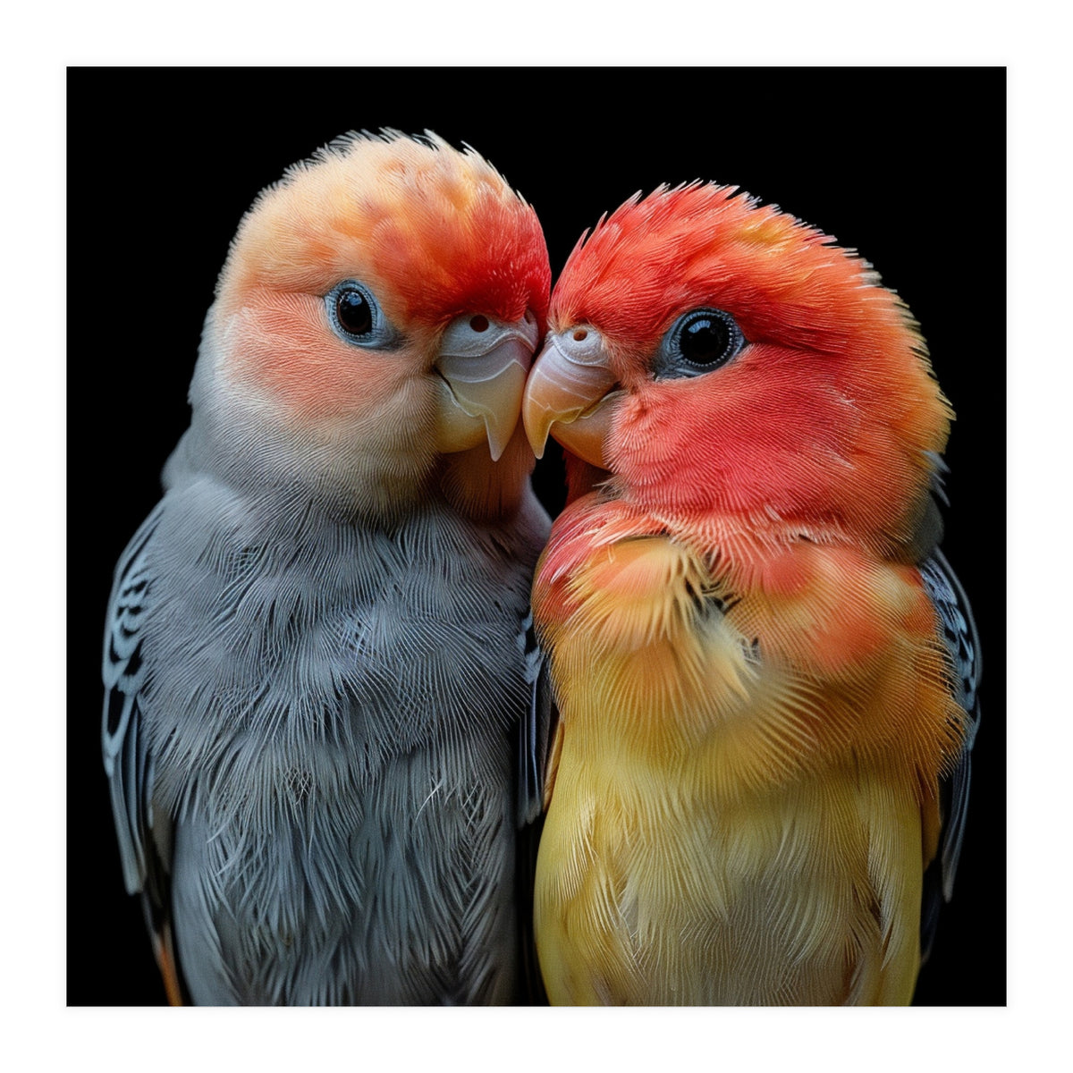 Two Lovebirds Nuzzle Together (Print Only)