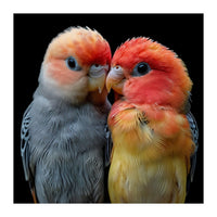 Two Lovebirds Nuzzle Together (Print Only)