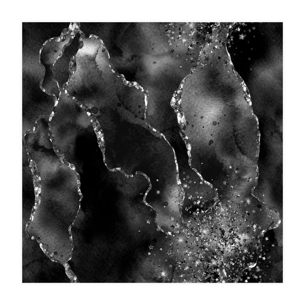 Black Glitter Agate Texture 08 (Print Only)