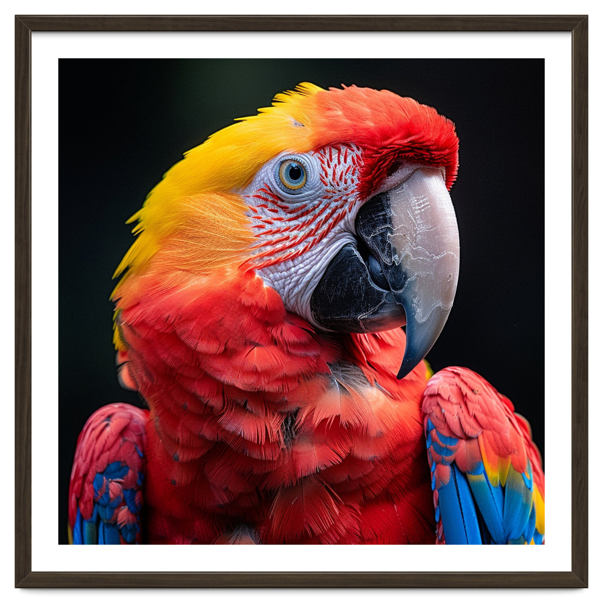 Scarlet Macaw Parrot Headshot Vibrant Colors