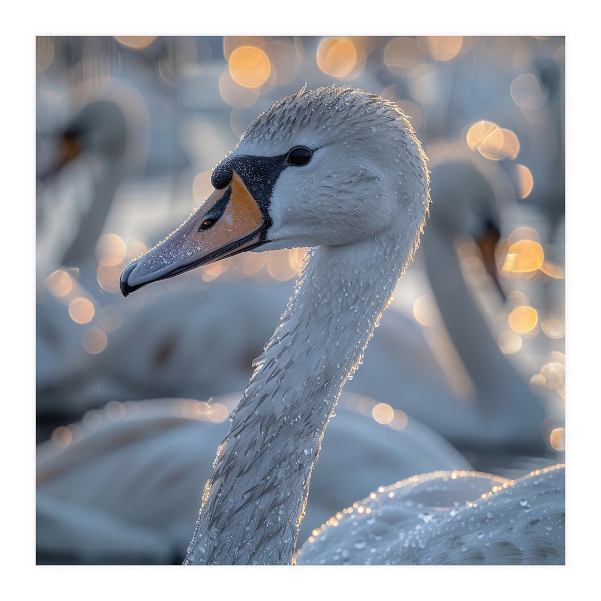 Majestic Swan Close Up With Water Droplets (Print Only)
