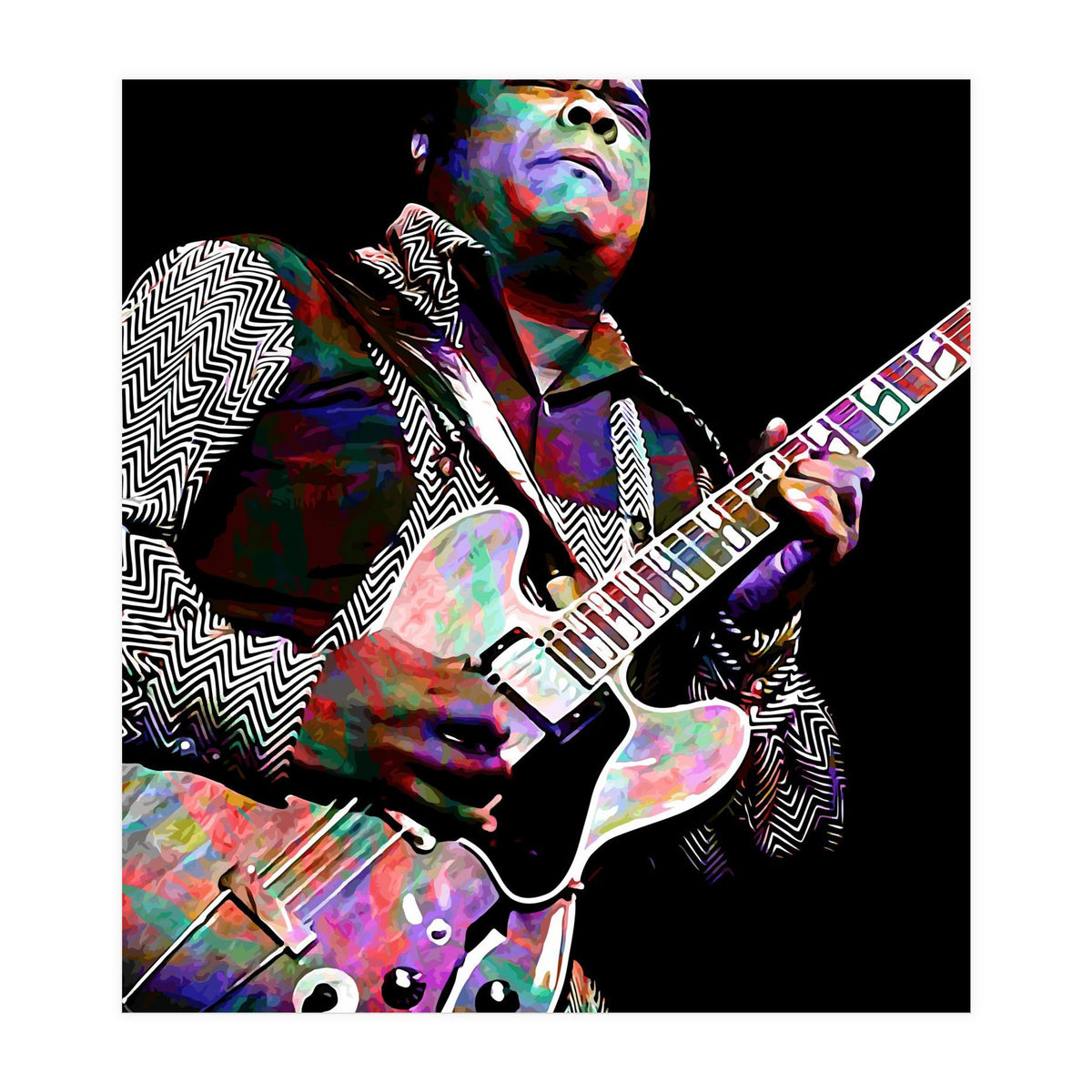 Freddie King American Blues Guitarist Colorful (Print Only)