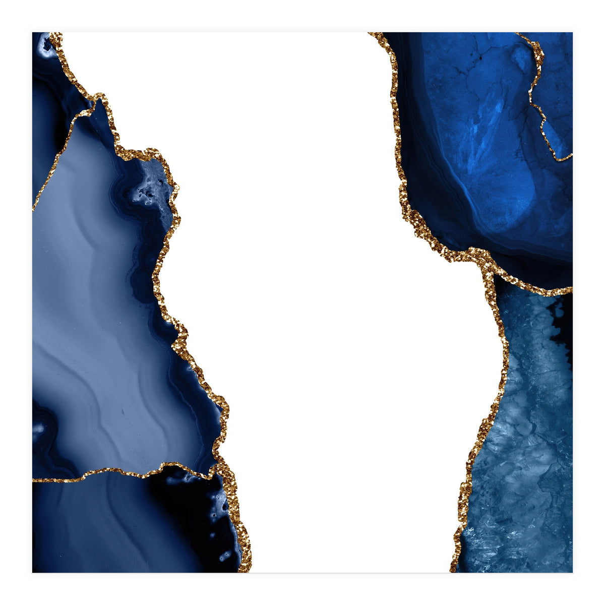 Navy & Gold Agate Texture 29  (Print Only)