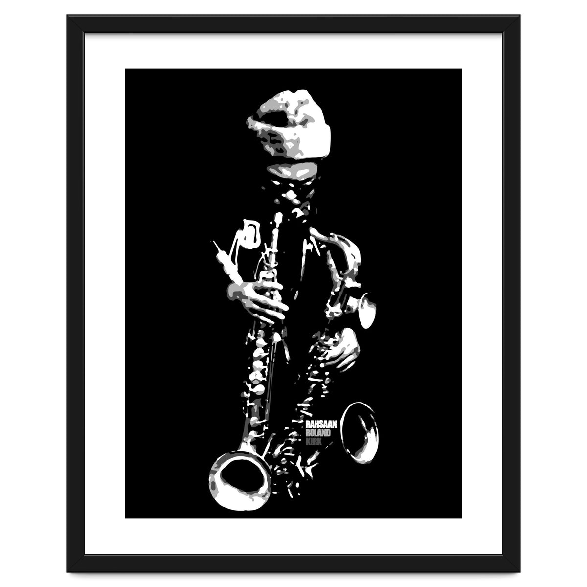 Rahsaan Roland Kirk Jazz Music Legend in Grayscale