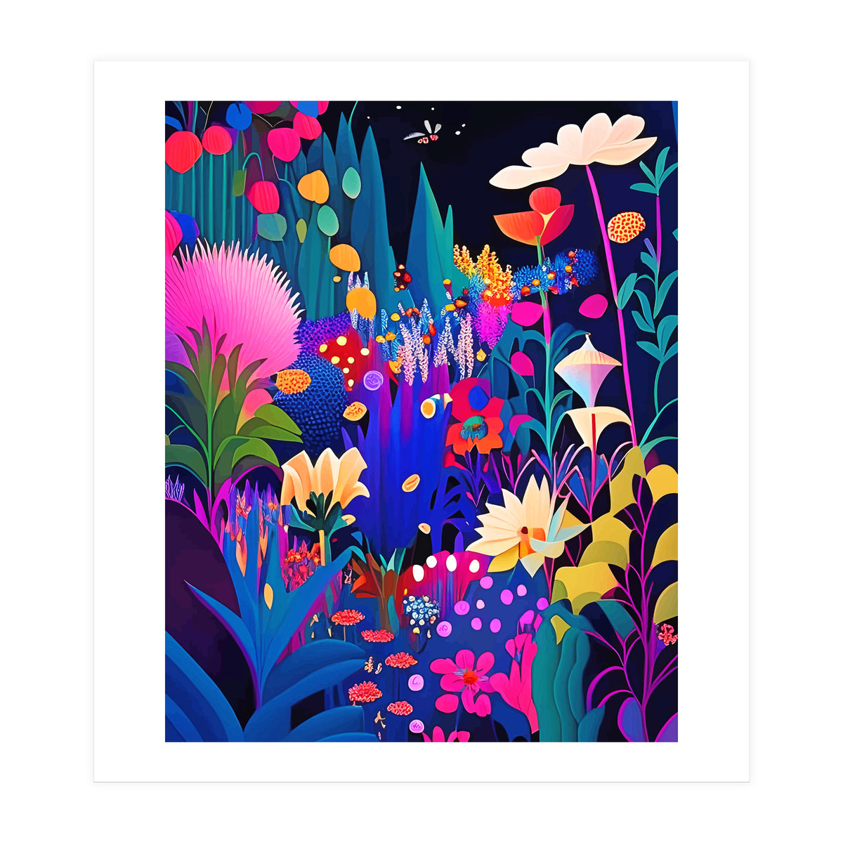 Surreal Emotions, Abstract Colorful Bold Botanical Nature Garden, Eclectic Boho Bohemian Modern Contemporary Graphic Design Painting (Print Only)