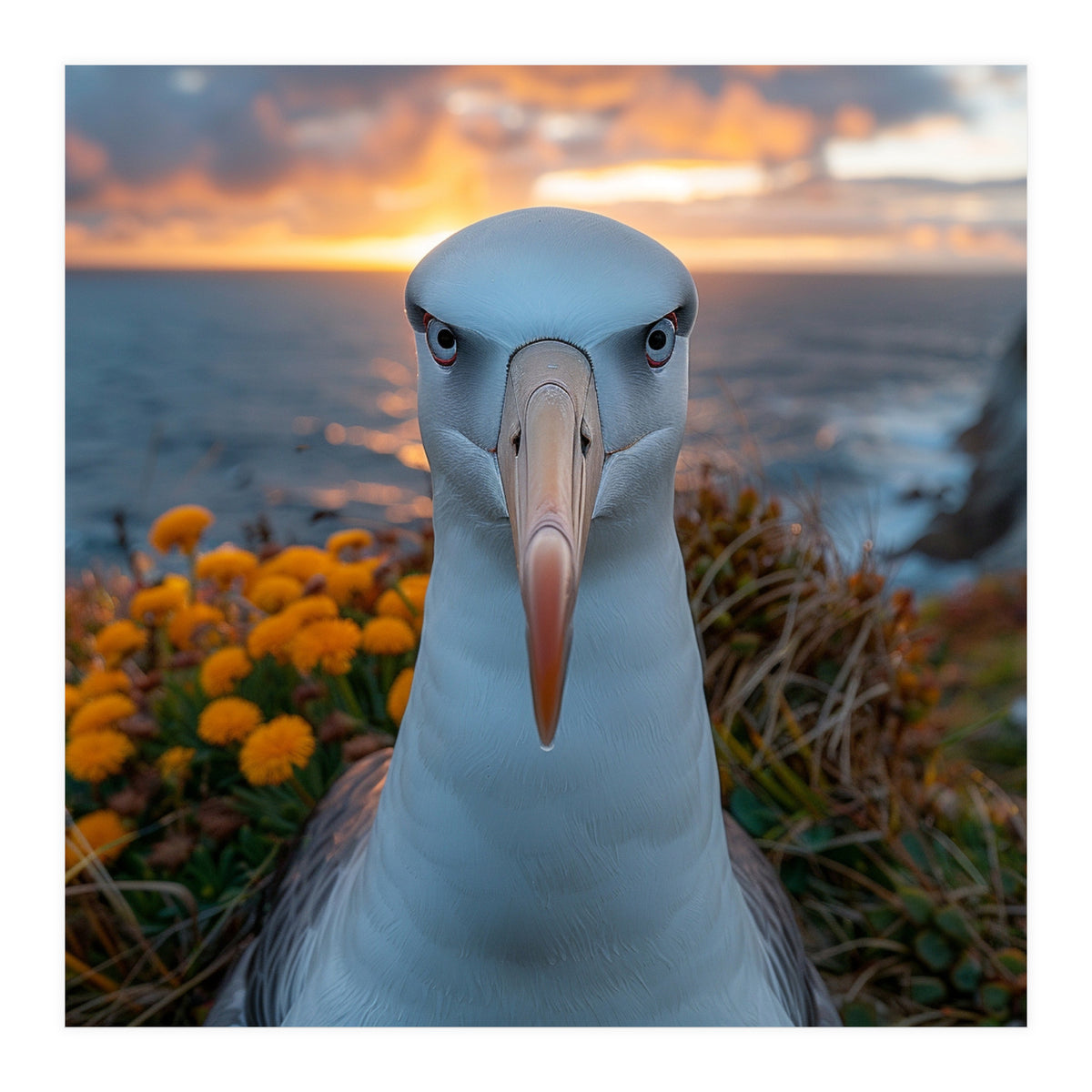 Albatross Bird With Intense Gaze By The Sea (Print Only)