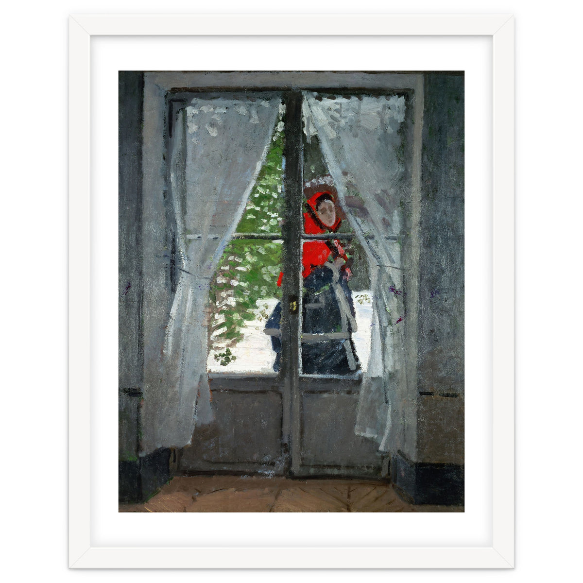 Mme. Monet with a red hat called &quot; The Red Kerchief&quot, ca. 1870.