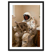 Retro AstronautReading Newspaper, Toilet Humor, Astronaut on Toilet