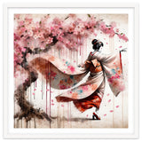 Geisha Under Cherry Blossoms In Motion thumbnail