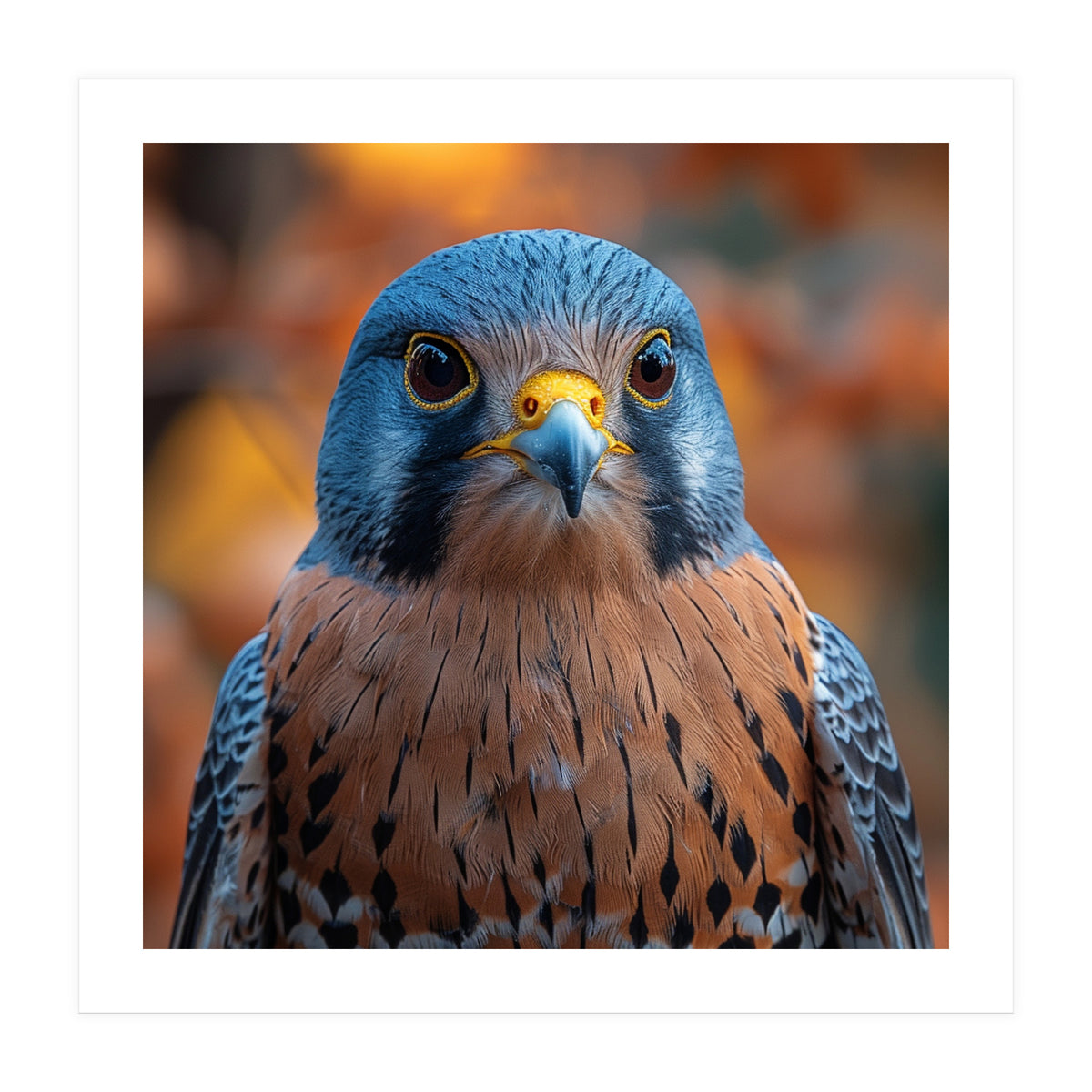 Close Up Of A Kestrel Bird Of Prey Portrait (Print Only)