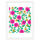 Floral Forever, Colorful Summer Garden Botanical Illustration, Pink Boho Vibrant Painting thumbnail
