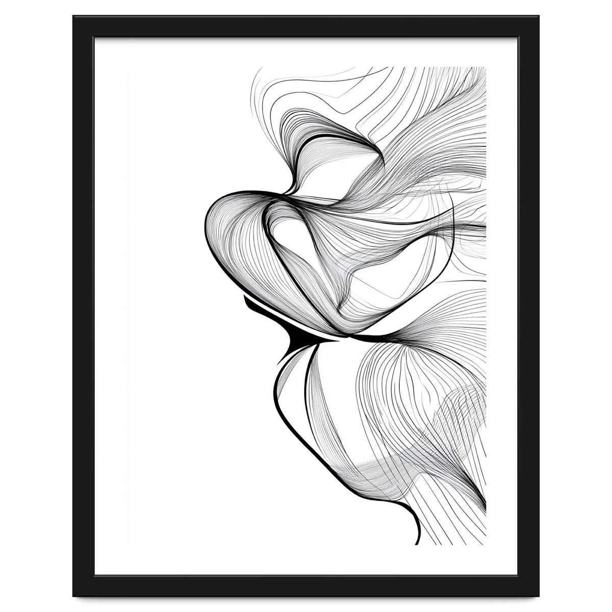 Abstract Black And White Swirls And Lines Flowing Art