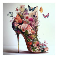Floral Stiletto With Butterflies (Print Only)