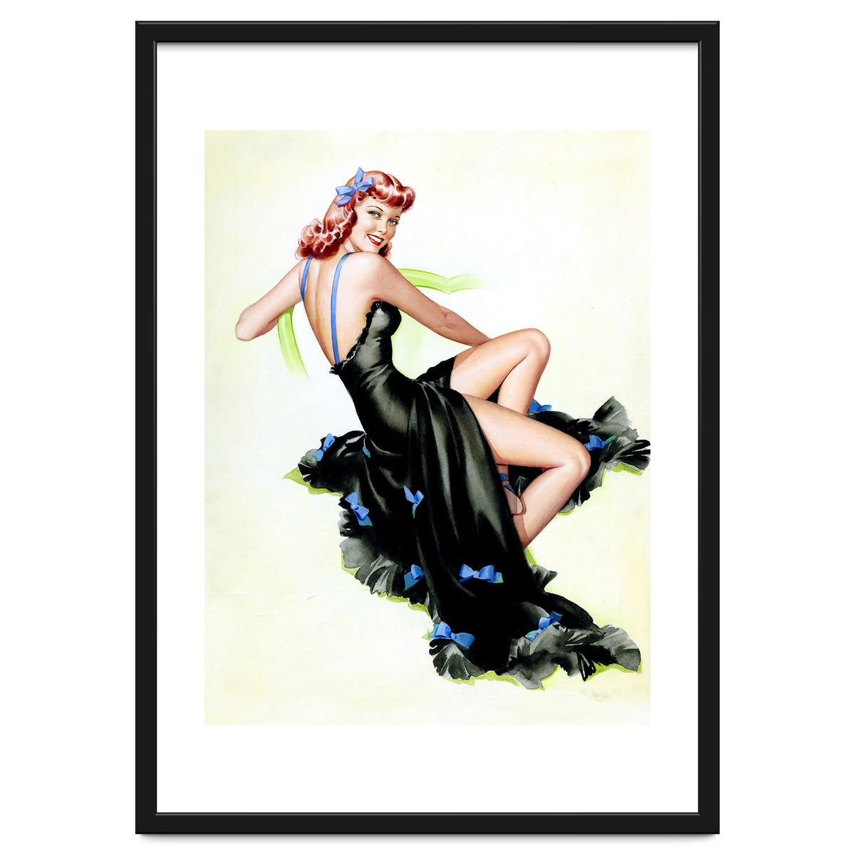 Pinup Girl Posing In Black Dress