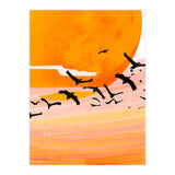 Time Flies, Birds Wildlife Fly Freedom Nature, Sun Sunset Sunrise Positivity Hope Painting, Growth Migrate Gift Animals Blush Sky Bohemian (Print Only) thumbnail