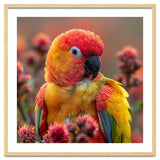 Close Up Of A Sun Conure Parrot With Bright Feathers thumbnail