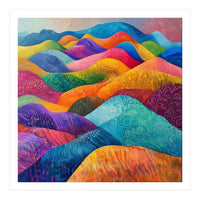 Vibrant Rainbow Rolling Hills Landscape (Print Only)