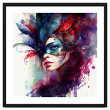 Turquoise Feathered Carnival Mask Portrait thumbnail