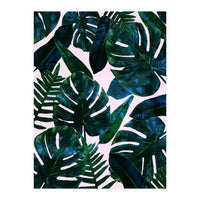 Tropical Nature Monstera Watercolor Painting, Botanical Jungle Dark Palm Illustration (Print Only)