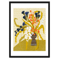 Floral Contemporary Still Life Mustard Yellow