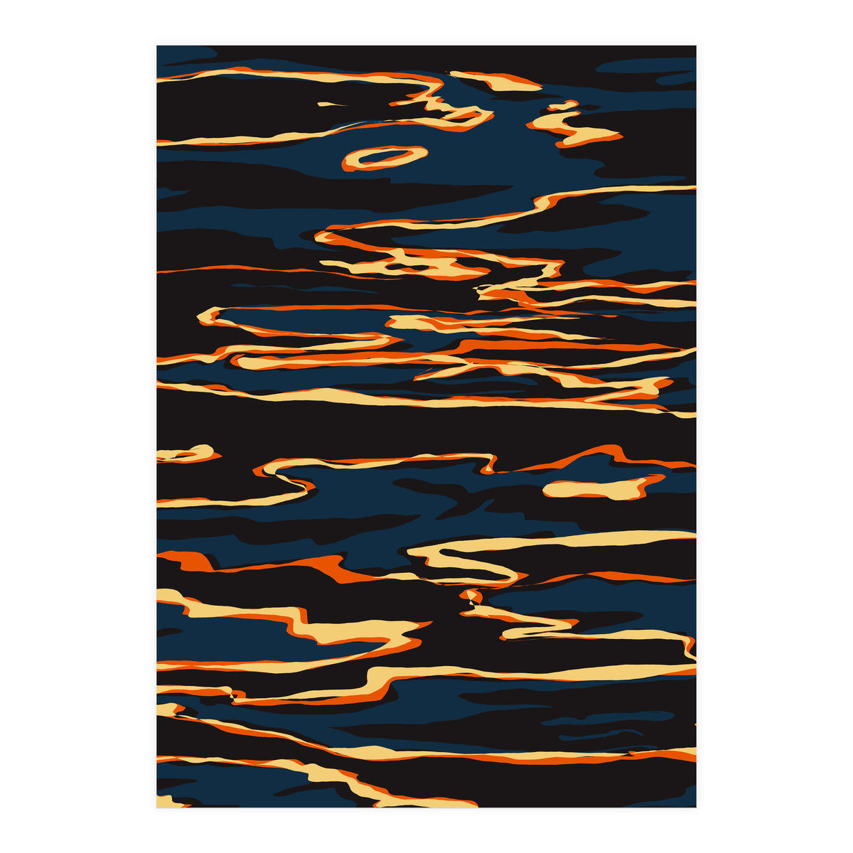 Sunset Reflection, Positivity Hope Growth Optimism Mindset, Nature Marble Dark Ocean (Print Only)