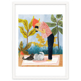 Saturday Afternoon | Cat Mom Pets Photography | Animals Kitten Picnic Watercolor Painting thumbnail