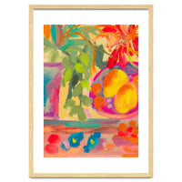 Colorful abstract summer lemons floral still life
