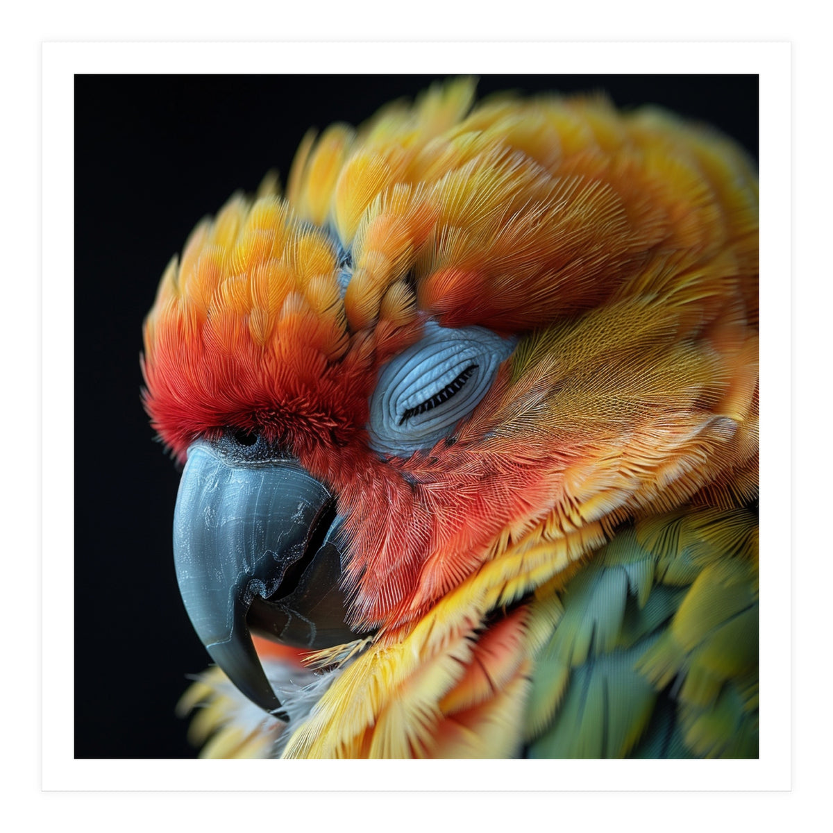 Close Up Of A Sleeping Sun Conure Parrot (Print Only)