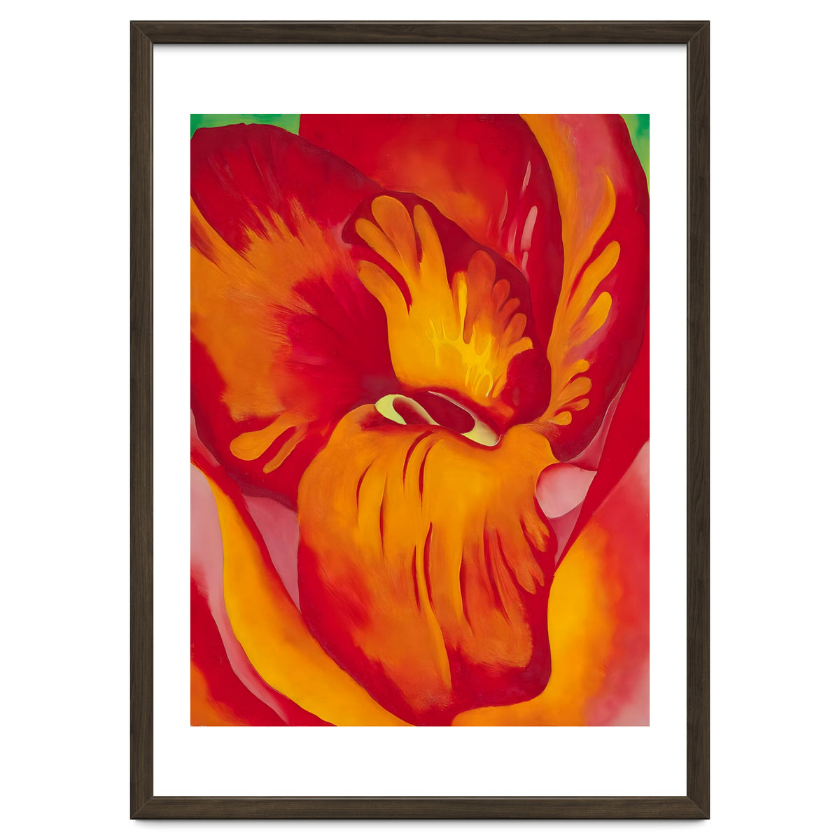 Georgia O’Keeffe – Canna Red and Orange (1926) | Vibrant Modernist Floral Painting in Bold Organic Forms