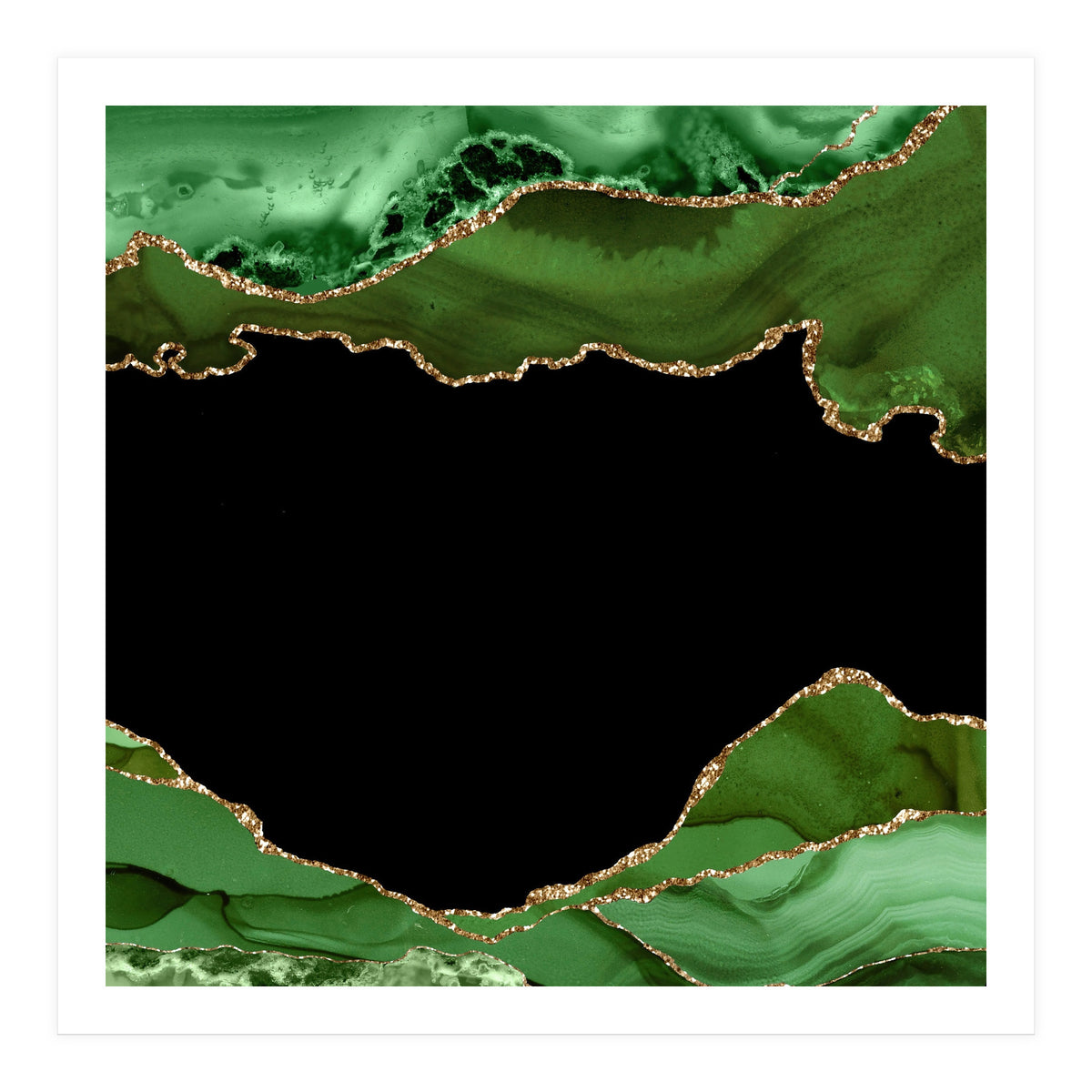 Green & Gold Agate Texture 18  (Print Only)