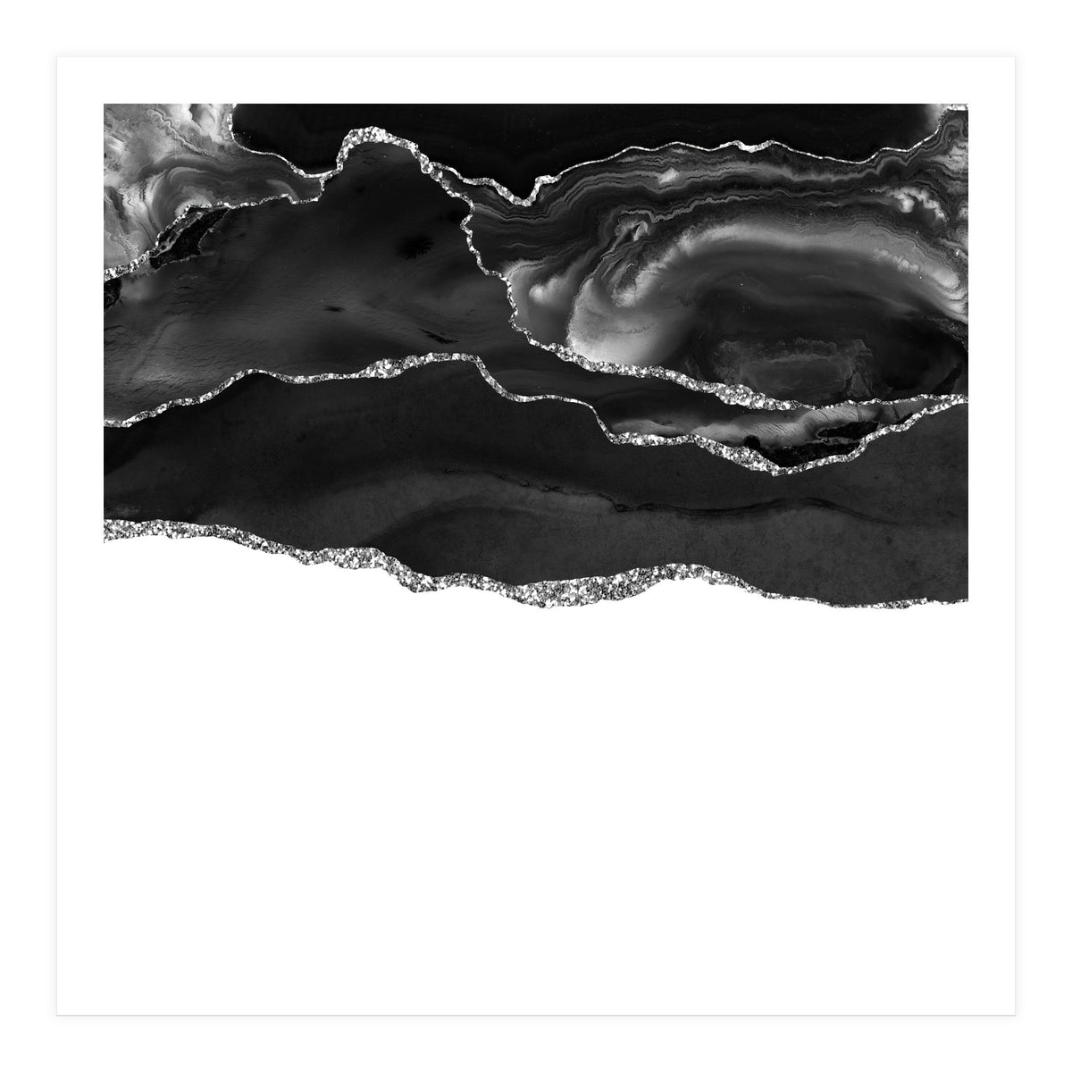 Black & Silver Agate Texture 05 (Print Only)