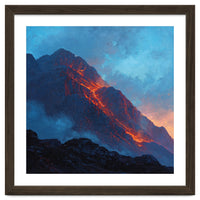 Dramatic Mountain Summit with Fiery Sunset Alpenglow
