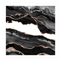 Black & Rose Gold Agate Texture 06  (Print Only)