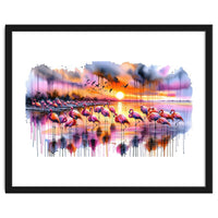 Flamingo Sunset On The Coast