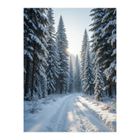 Serene Winter Wonderland Forest Road (Print Only)