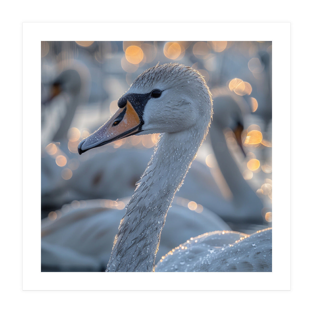 Majestic Swan Close Up With Water Droplets (Print Only)