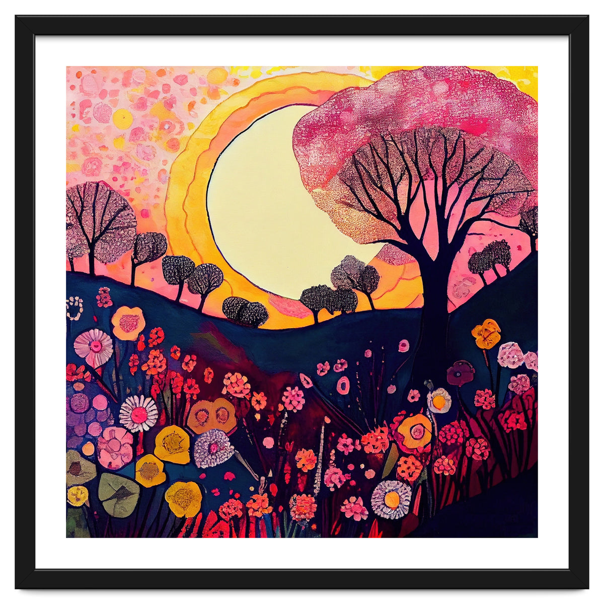 Folk Sunset Over Floral Hills