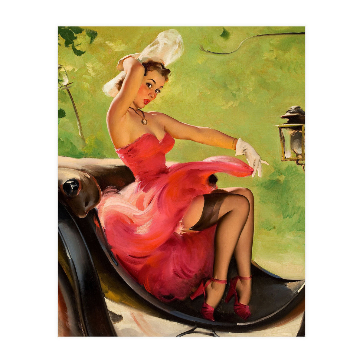Pinup Girl On A Chariot Fast Ride (Print Only)