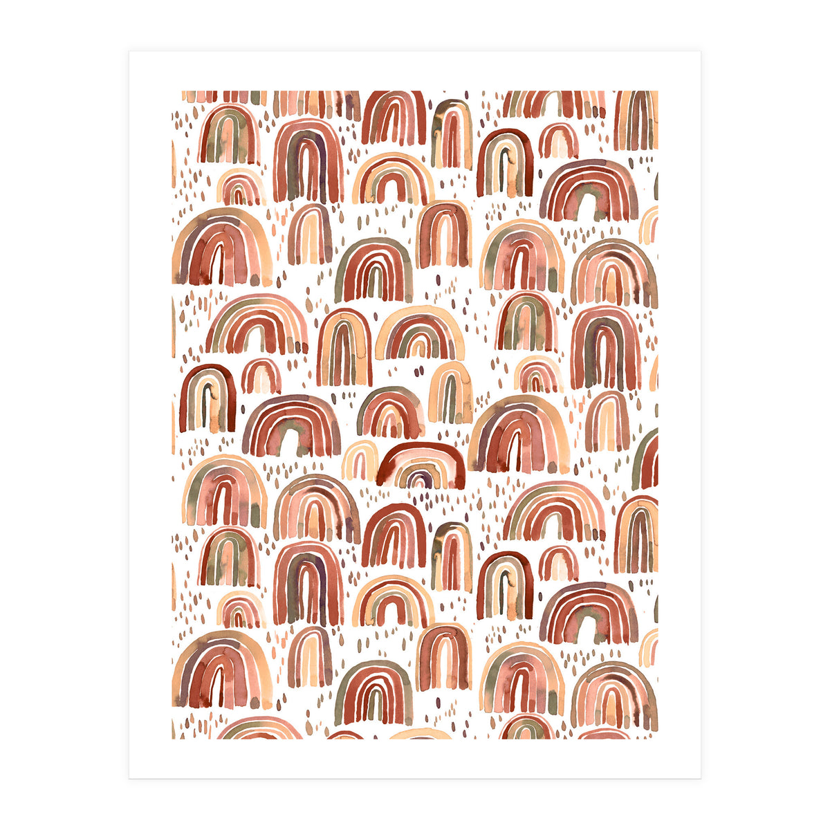 Cute Watercolor Rainbows Terracota (Print Only)