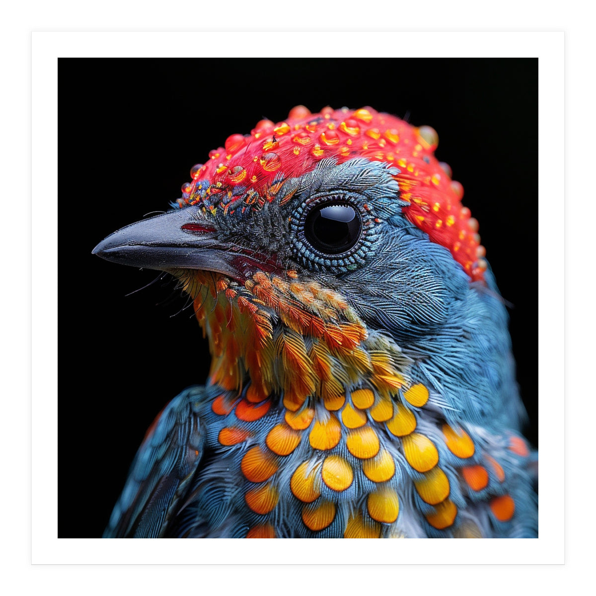 Close Up Of Colorful Bird With Water Droplets (Print Only)