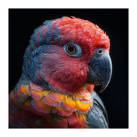 Close Up Parrot Face Red Blue Yellow Plumage (Print Only)