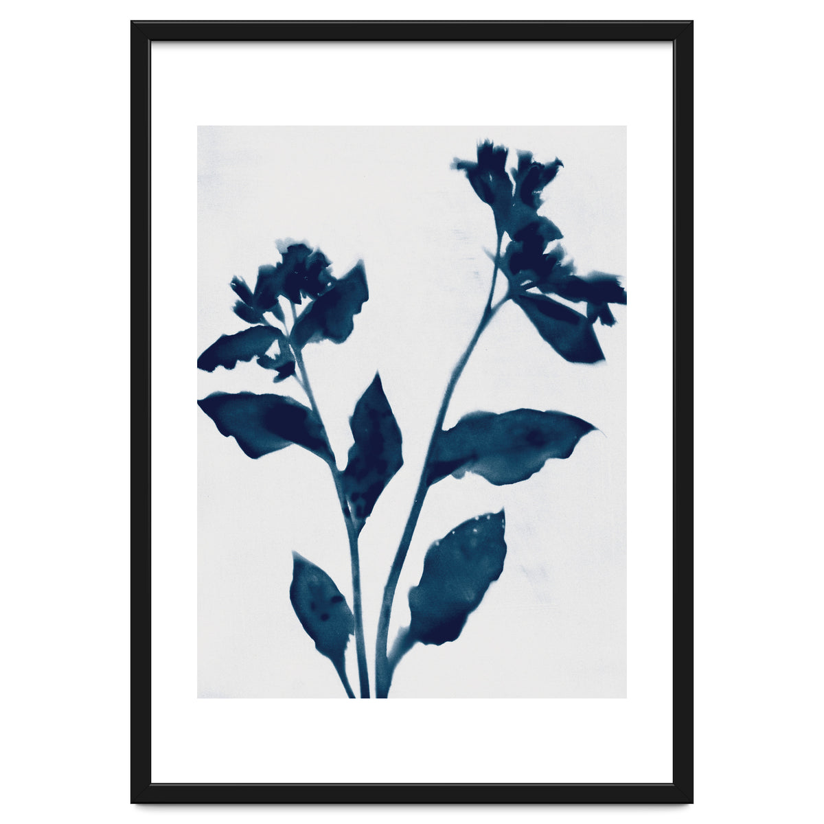 Indigo Blue Flower Silhouette 2