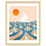 Set Sail, Ocean Boat Sailing Travel, Sea Cruise Summer Waves, Graphic Design Bohemian Modern Eclectic thumbnail