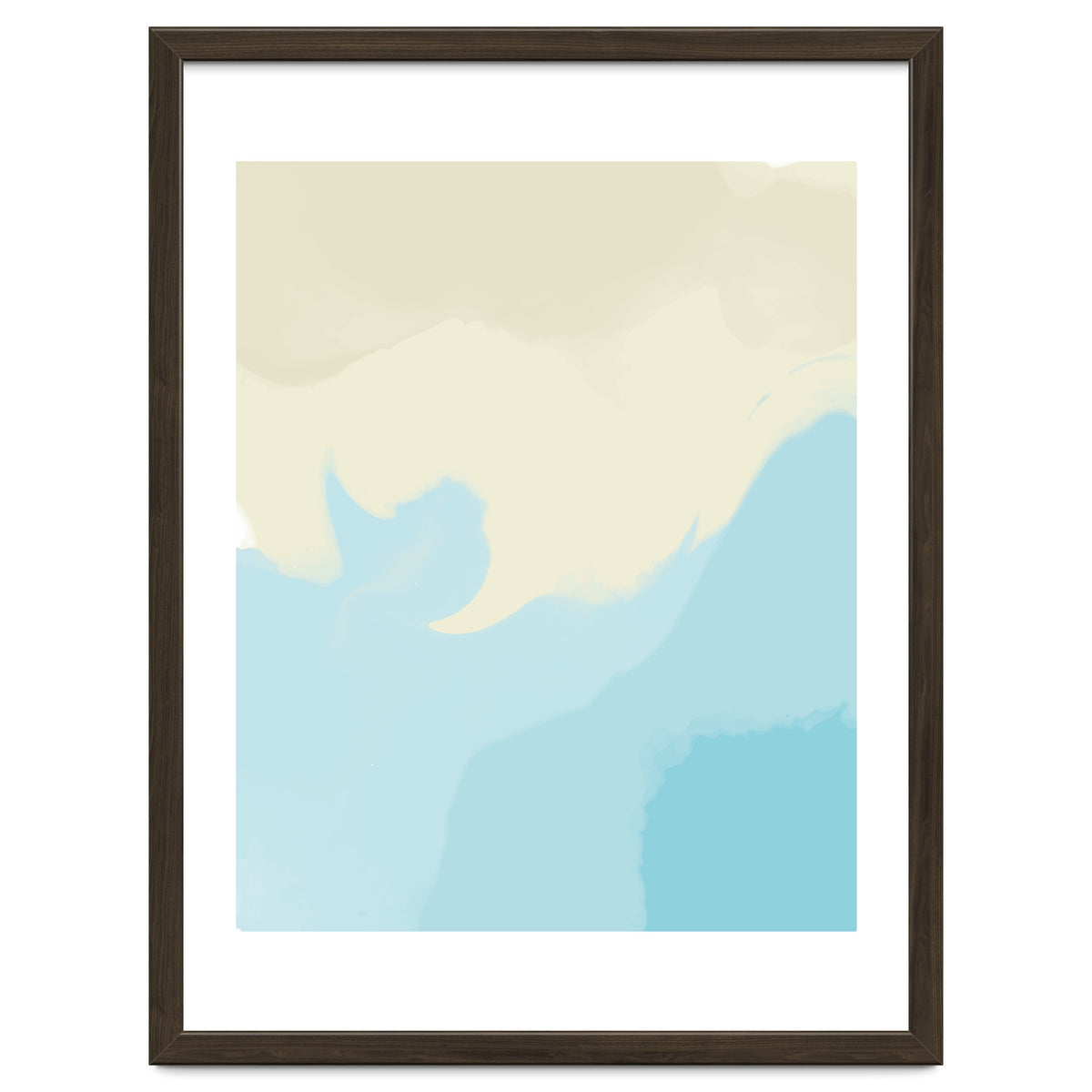 Mellow, Abstract Powder Blue Pastel Pearl Painting, Modern Simple Minimal Waves