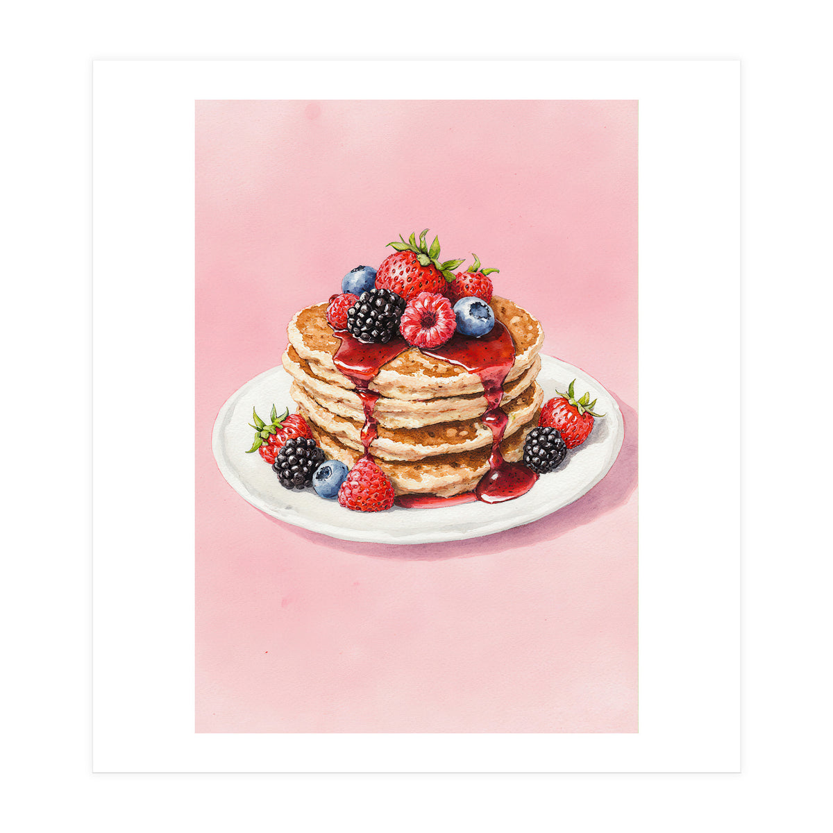 Berry Pancakes – Watercolor Breakfast Food (Print Only)