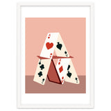 A House Made Of Cards, Relationship Concept Painting, Illustration Playing Cards, Spade Heart Eclectic Bohemian Contemporary thumbnail