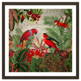 Vintage Rainforest With Tropical Red Parrots thumbnail