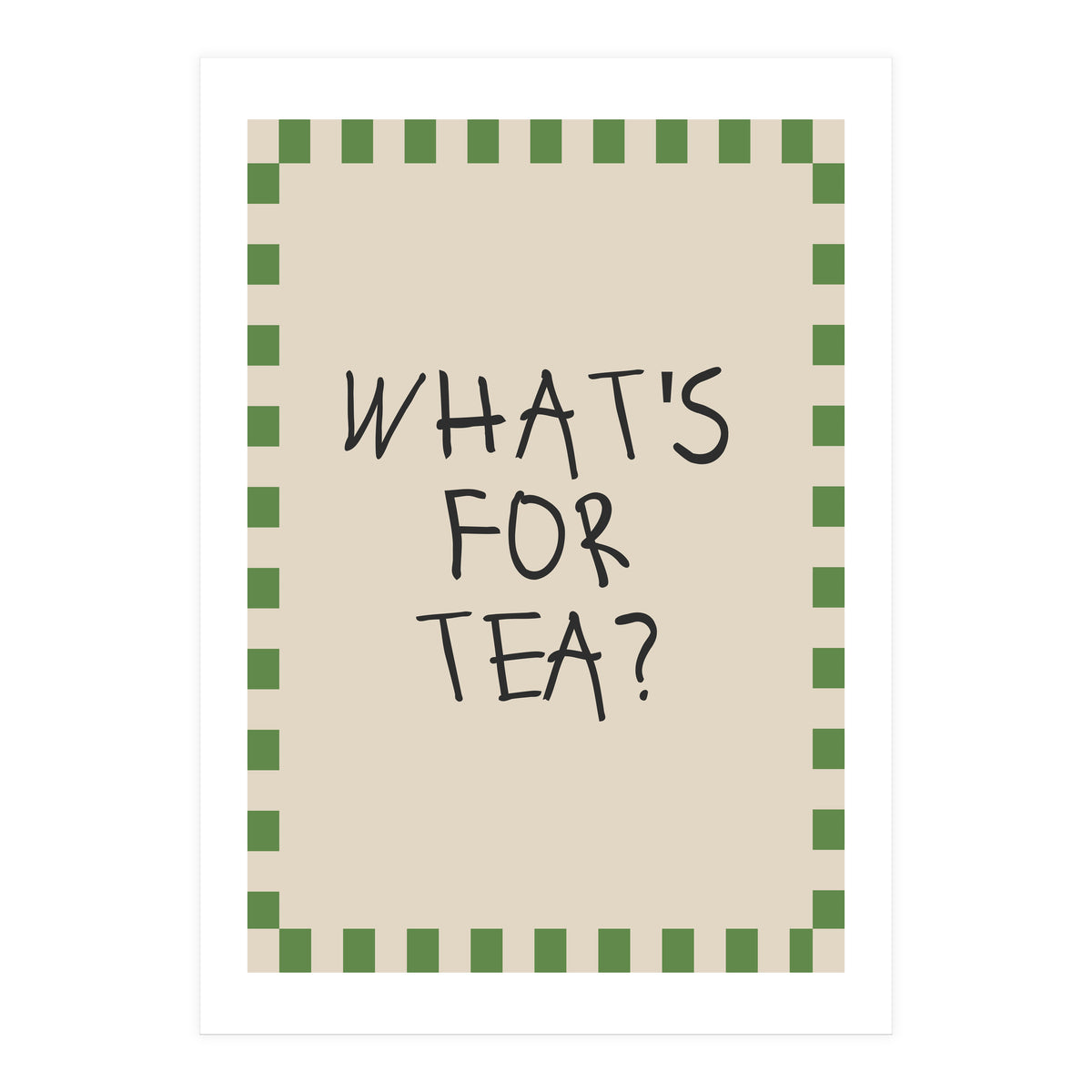 What’s For Tea, Cute Kitchen Quote Print, Playful Wall Art for Dining Spaces (Print Only)